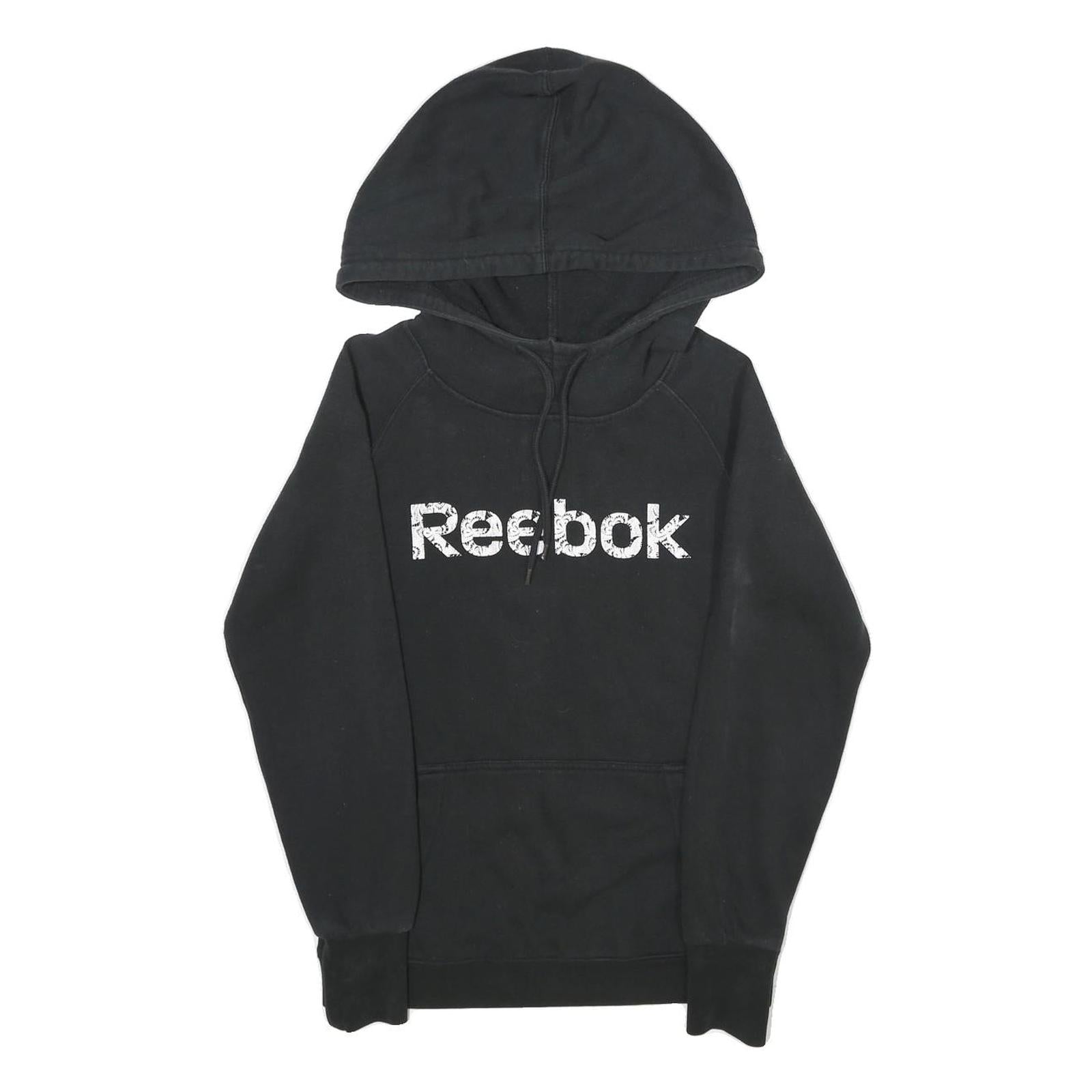 REEBOK Womens Black Hoodie S Cotton Blend Pullover Casual Sportswear