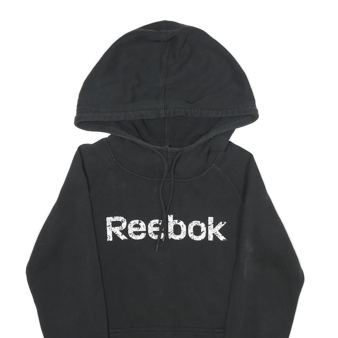 REEBOK Womens Black Hoodie S Cotton Blend Pullover Casual Sportswear