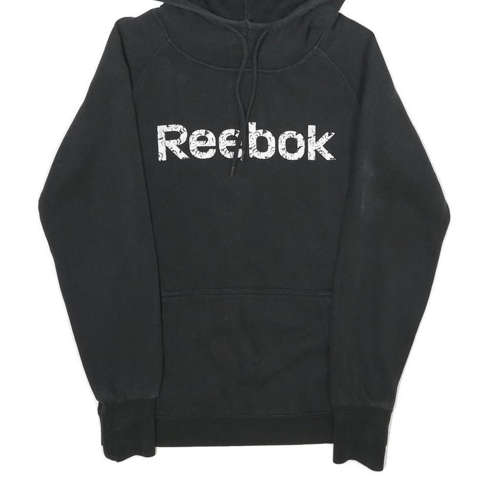 REEBOK Womens Black Hoodie S Cotton Blend Pullover Casual Sportswear