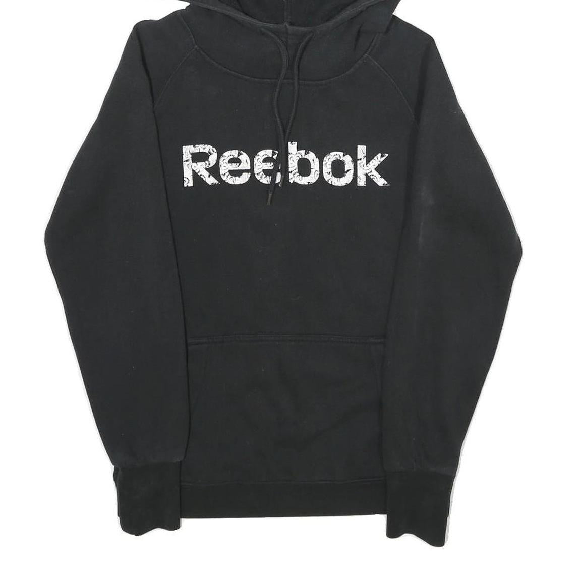 REEBOK Womens Black Hoodie S Cotton Blend Pullover Casual Sportswear
