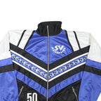 TRO Mens Blue & Black White Zip Jacket L Polyester Retro Sports Casual