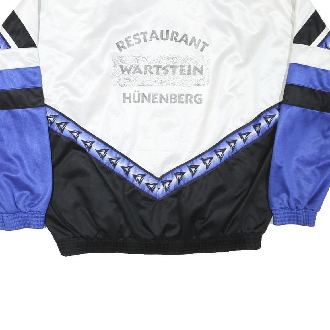 TRO Mens Blue & Black White Zip Jacket L Polyester Retro Sports Casual