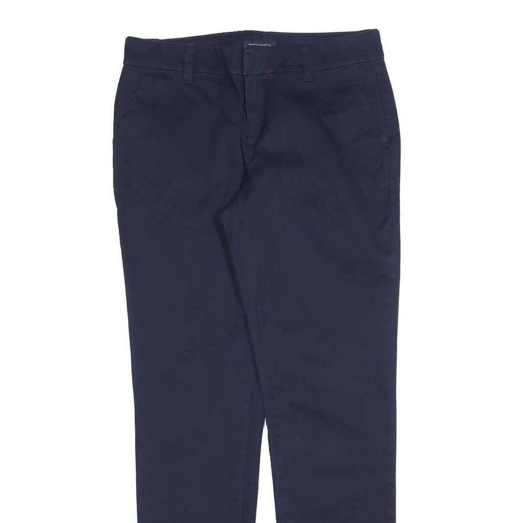 TOMMY HILFIGER Womens Cotton Blend Navy Slim Straight Trousers W28 L30 Chinos