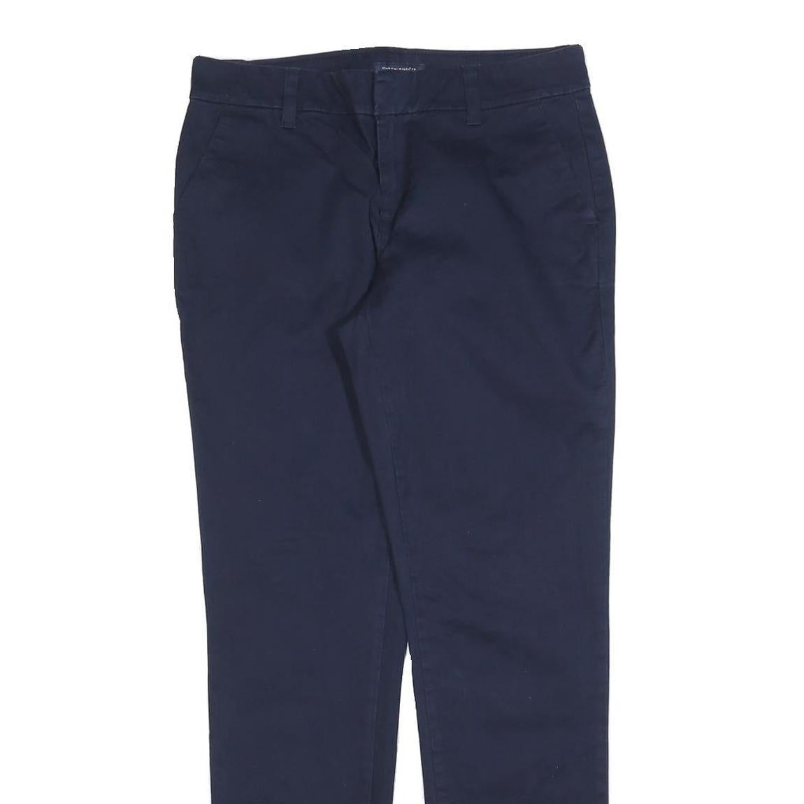 TOMMY HILFIGER Womens Cotton Blend Navy Slim Straight Trousers W28 L30 Chinos