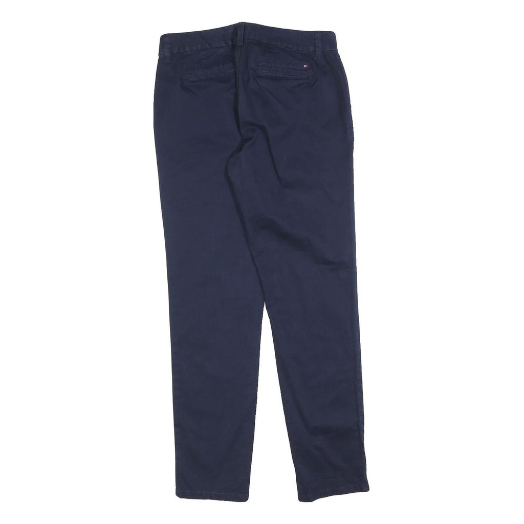 TOMMY HILFIGER Womens Cotton Blend Navy Slim Straight Trousers W28 L30 Chinos