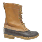 LL BEAN Duck Lace-Up Womens Boots Brown & Black Leather UK 6 Waterproof Outdoor