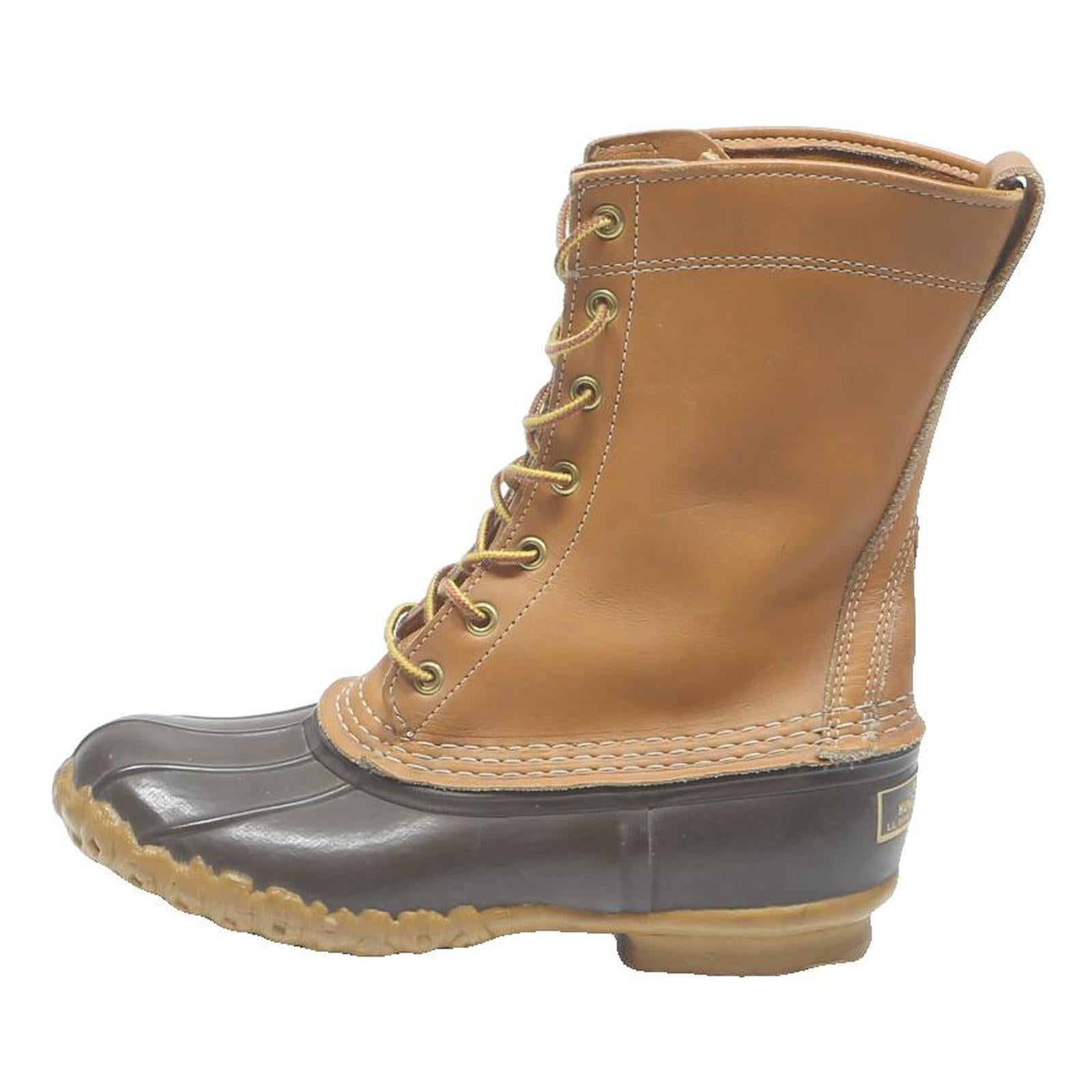 LL BEAN Duck Lace-Up Womens Boots Brown & Black Leather UK 6 Waterproof Outdoor