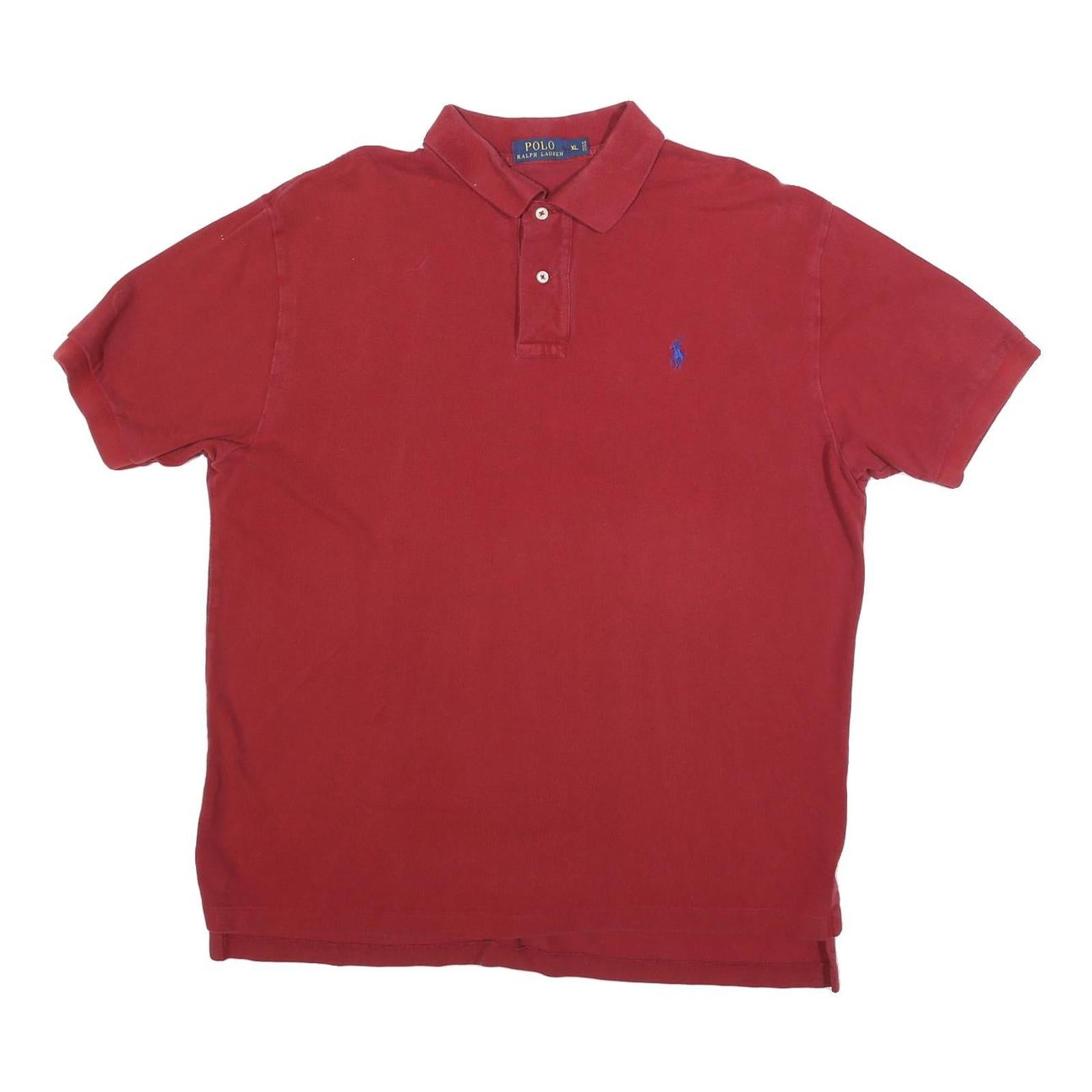 POLO RALPH LAUREN Mens Red Blue Pony Logo Short Sleeve Polo Shirt XL Cotton
