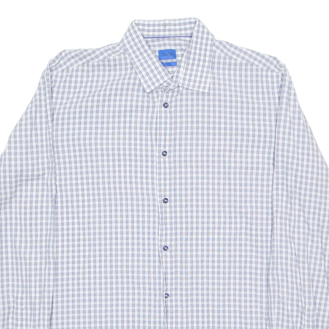 JOOP Mens Shirt White Check Long Sleeve L