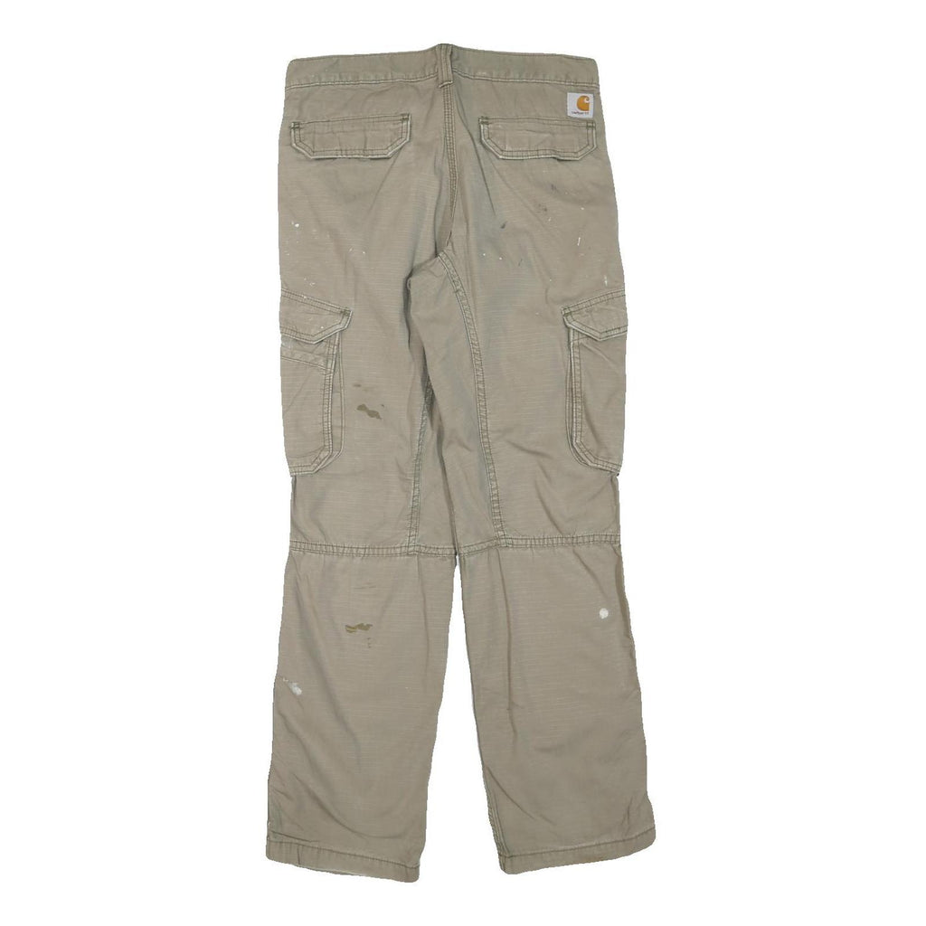 CARHARTT Mens Cotton Blend Beige Regular Fit Cargo Trousers W30 L30 Workwear