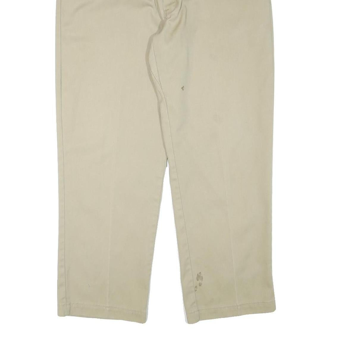 DICKIES Mens Cotton Blend Beige Regular Fit Straight Leg Trousers W37 L29