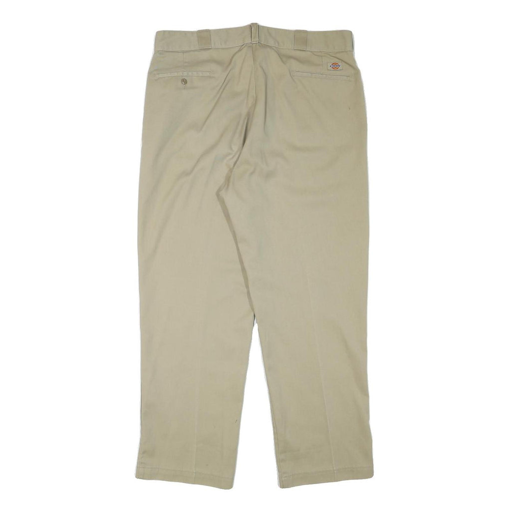 DICKIES Mens Cotton Blend Beige Regular Fit Straight Leg Trousers W37 L29