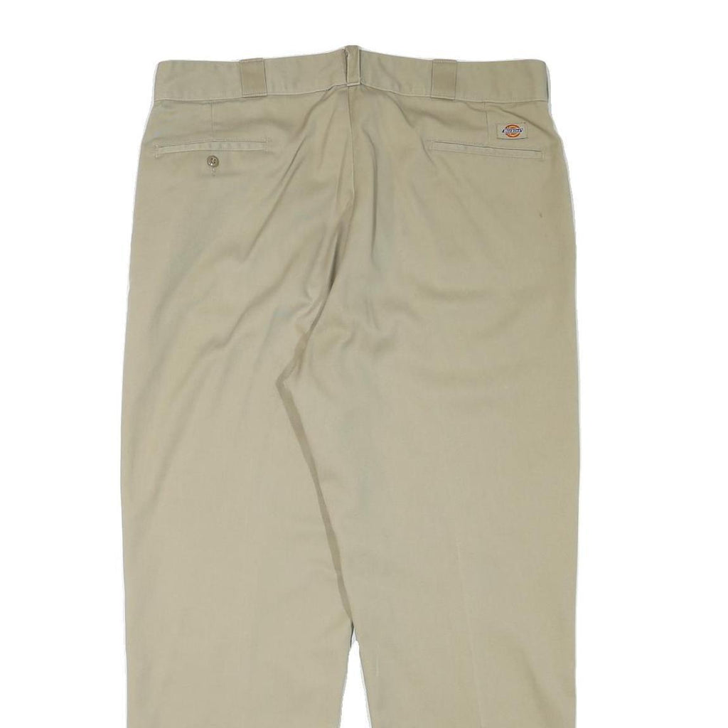 DICKIES Mens Cotton Blend Beige Regular Fit Straight Leg Trousers W37 L29