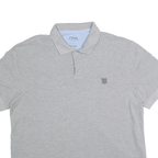 CHAPS Mens Grey Polo Shirt XL Cotton Blend Short Sleeve Plain Classic Logo