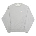 CHAMPION Mens Grey Crew Neck L Sweatshirt Cotton Blend Pullover Logo Embroidered