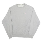 CHAMPION Mens Grey Crew Neck L Sweatshirt Cotton Blend Pullover Logo Embroidered
