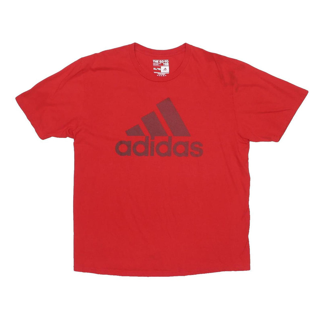 ADIDAS Mens Red Graphic T-Shirt XL Short Sleeve Crew Neck Cotton Blend