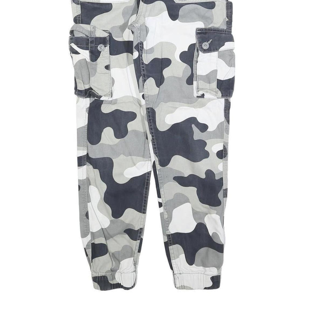 JENNYFER Womens Cotton Blend Grey Camouflage Regular Fit Cargo Trousers W24 L25