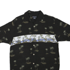 KNIGHTSBRIDGE Mens Black & Blue Palm Tree Print Shirt S Cotton Blend Hawaiian