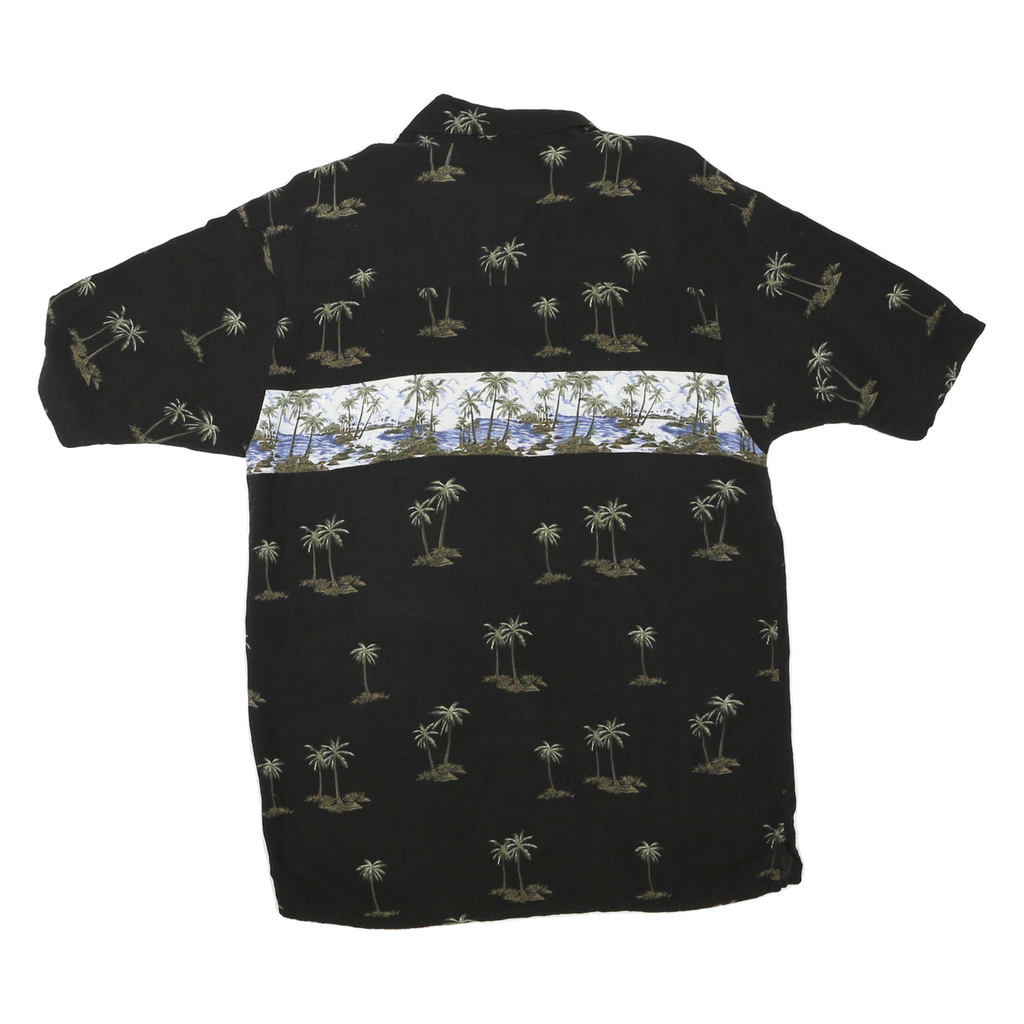 KNIGHTSBRIDGE Mens Black & Blue Palm Tree Print Shirt S Cotton Blend Hawaiian