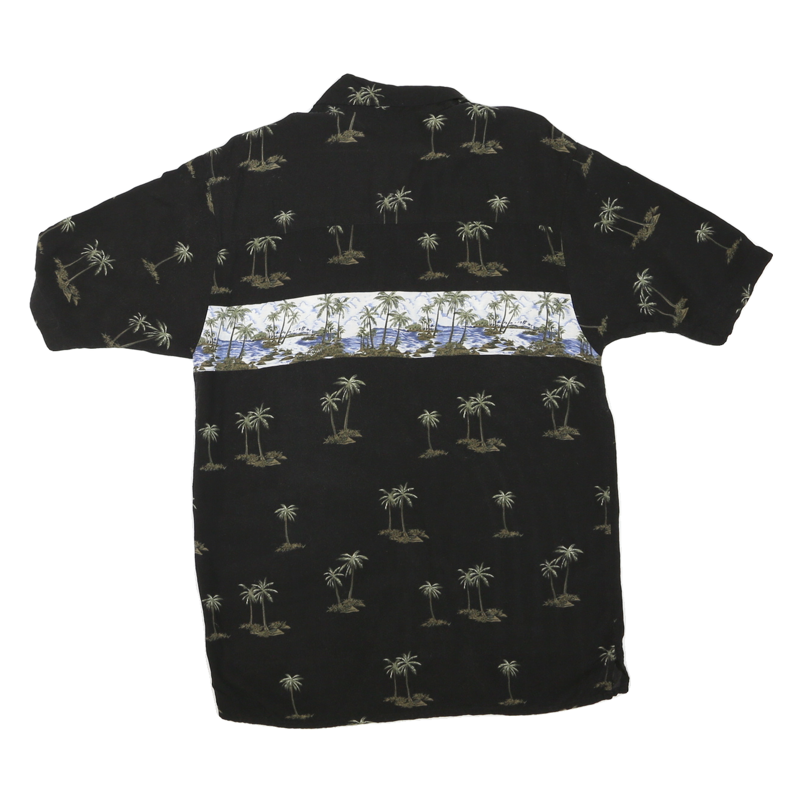 KNIGHTSBRIDGE Mens Black & Blue Palm Tree Print Shirt S Cotton Blend Hawaiian