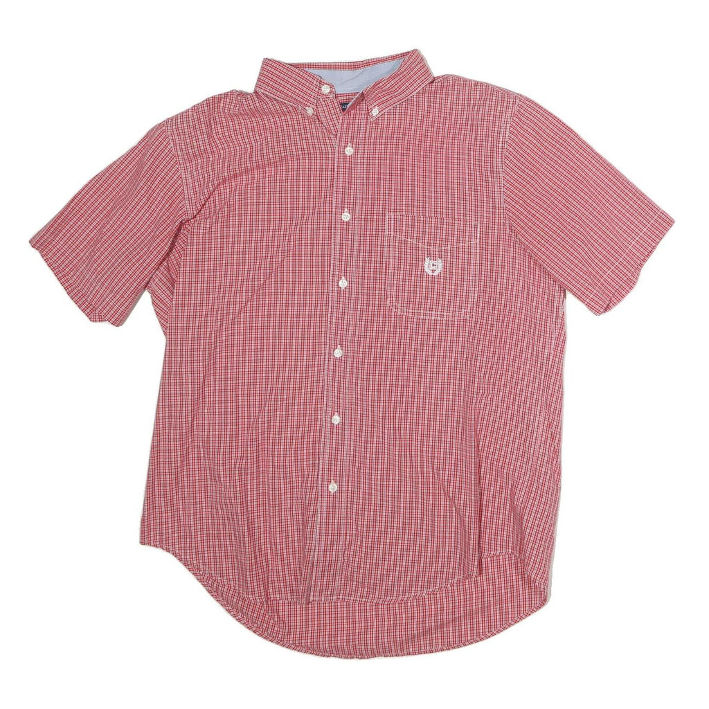 CHAPS Mens Red Check Shirt L Button Down Casual Summer Cotton