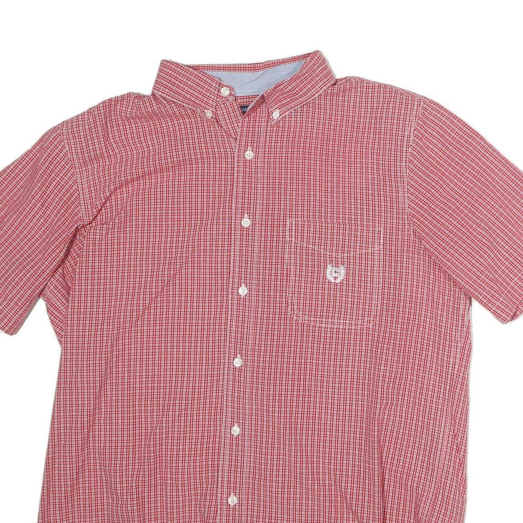 CHAPS Mens Red Check Shirt L Button Down Casual Summer Cotton