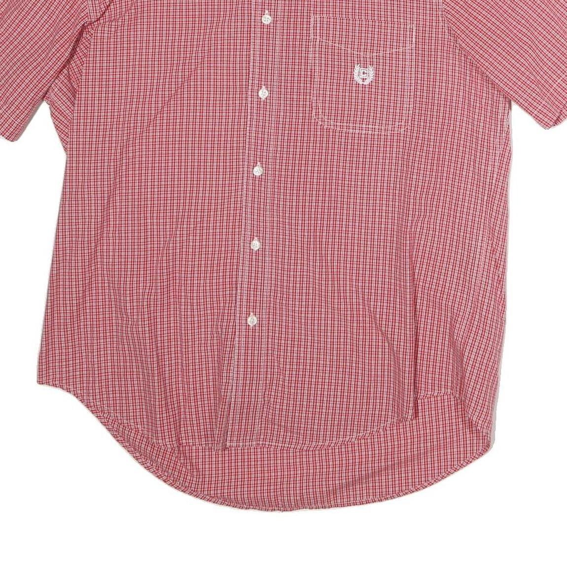 CHAPS Mens Red Check Shirt L Button Down Casual Summer Cotton