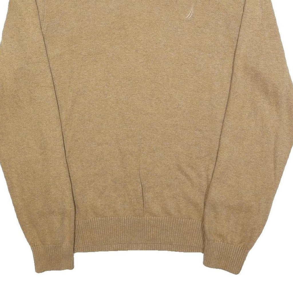 NAUTICA Mens Beige Cotton Blend Patterned V-Neck Basic Knit Jumper XL Casual