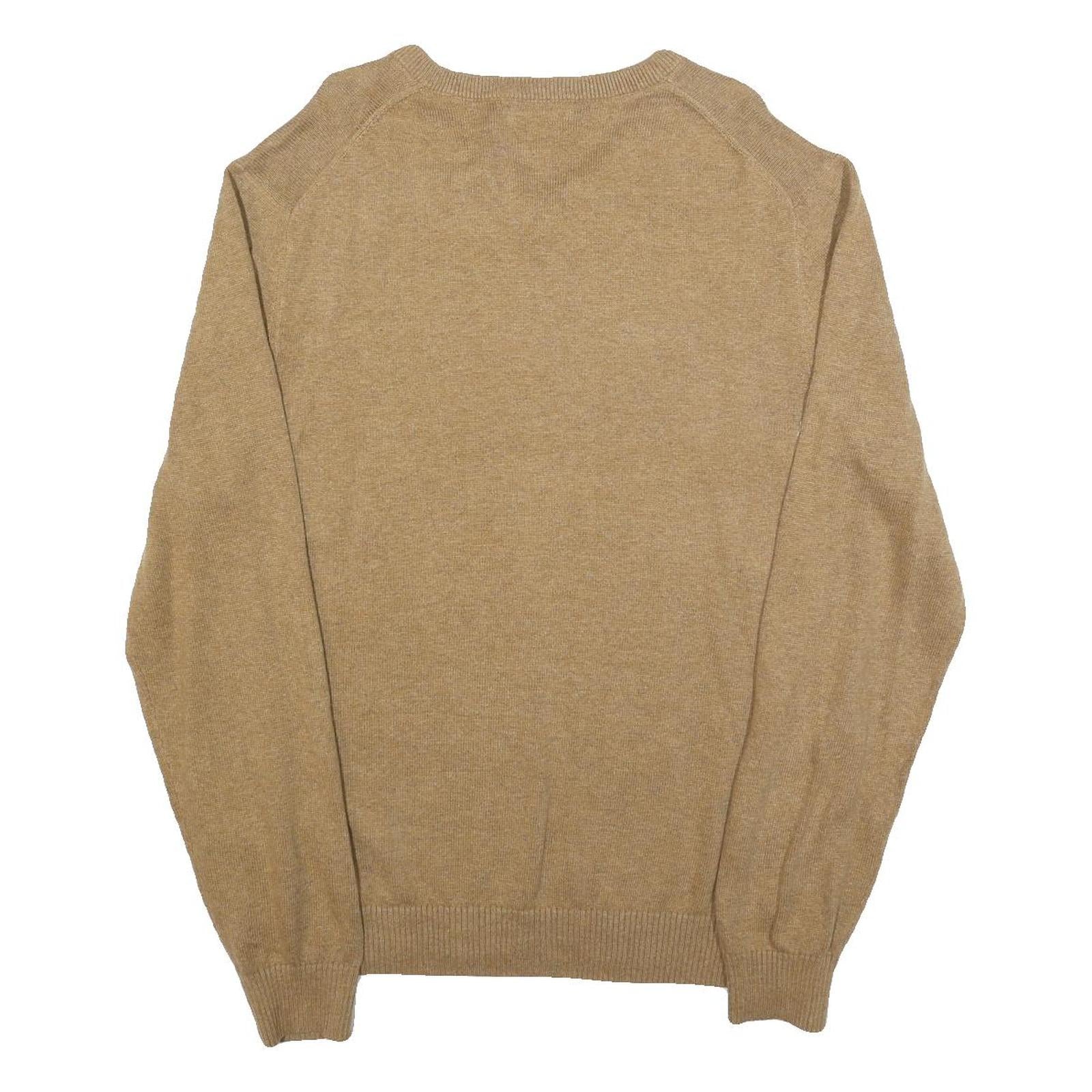 NAUTICA Mens Beige Cotton Blend Patterned V-Neck Basic Knit Jumper XL Casual