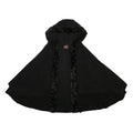 DENTS Womens Black Faux Fur Trim Cape Jacket L Polyester Plain Hooded