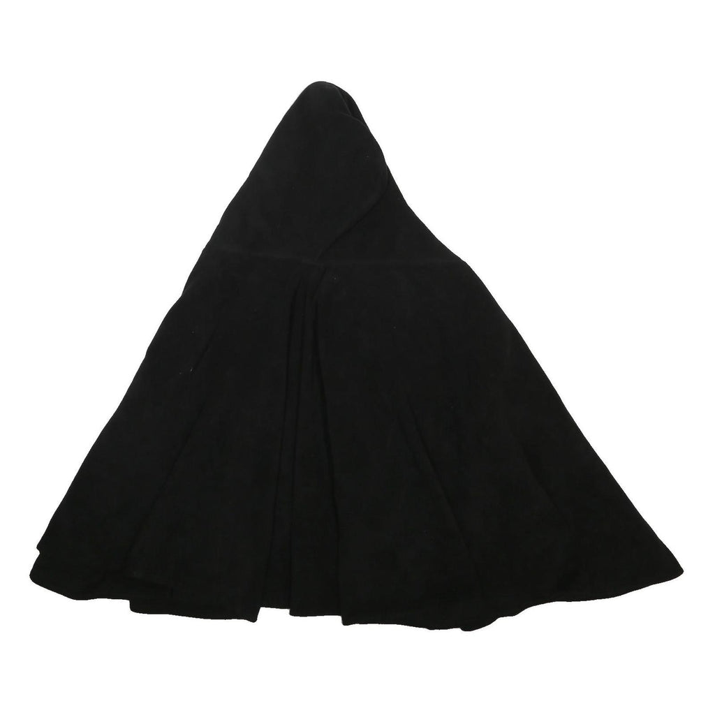 DENTS Womens Black Faux Fur Trim Cape Jacket L Polyester Plain Hooded