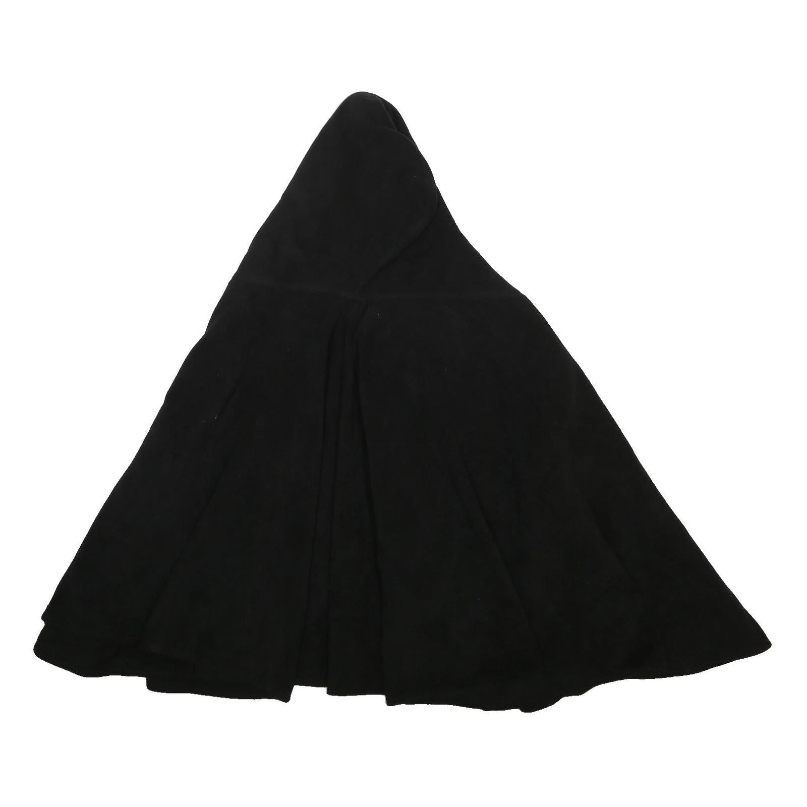DENTS Womens Black Faux Fur Trim Cape Jacket L Polyester Plain Hooded