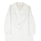 Womens White Button Jacket M Polyester Blend Plain Classic Tailored Fit