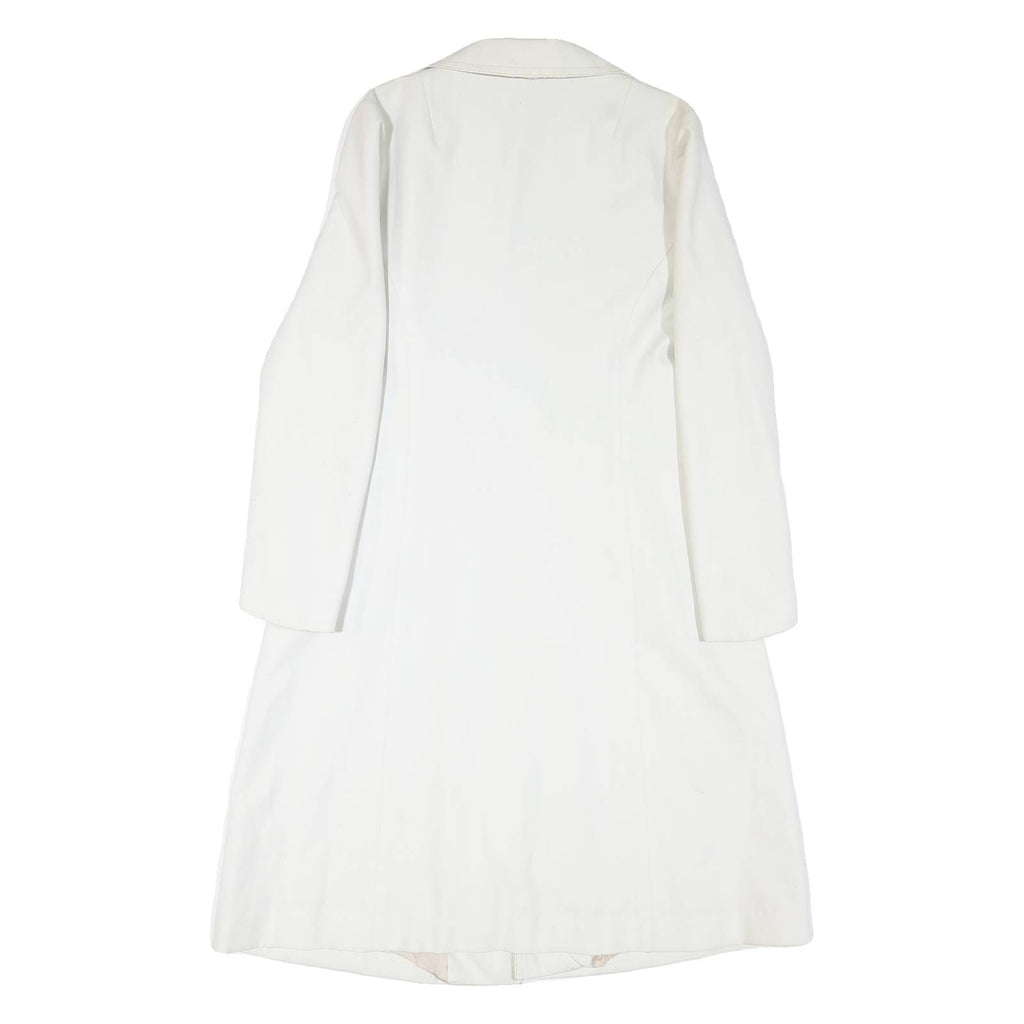 Womens White Button Jacket M Polyester Blend Plain Classic Tailored Fit