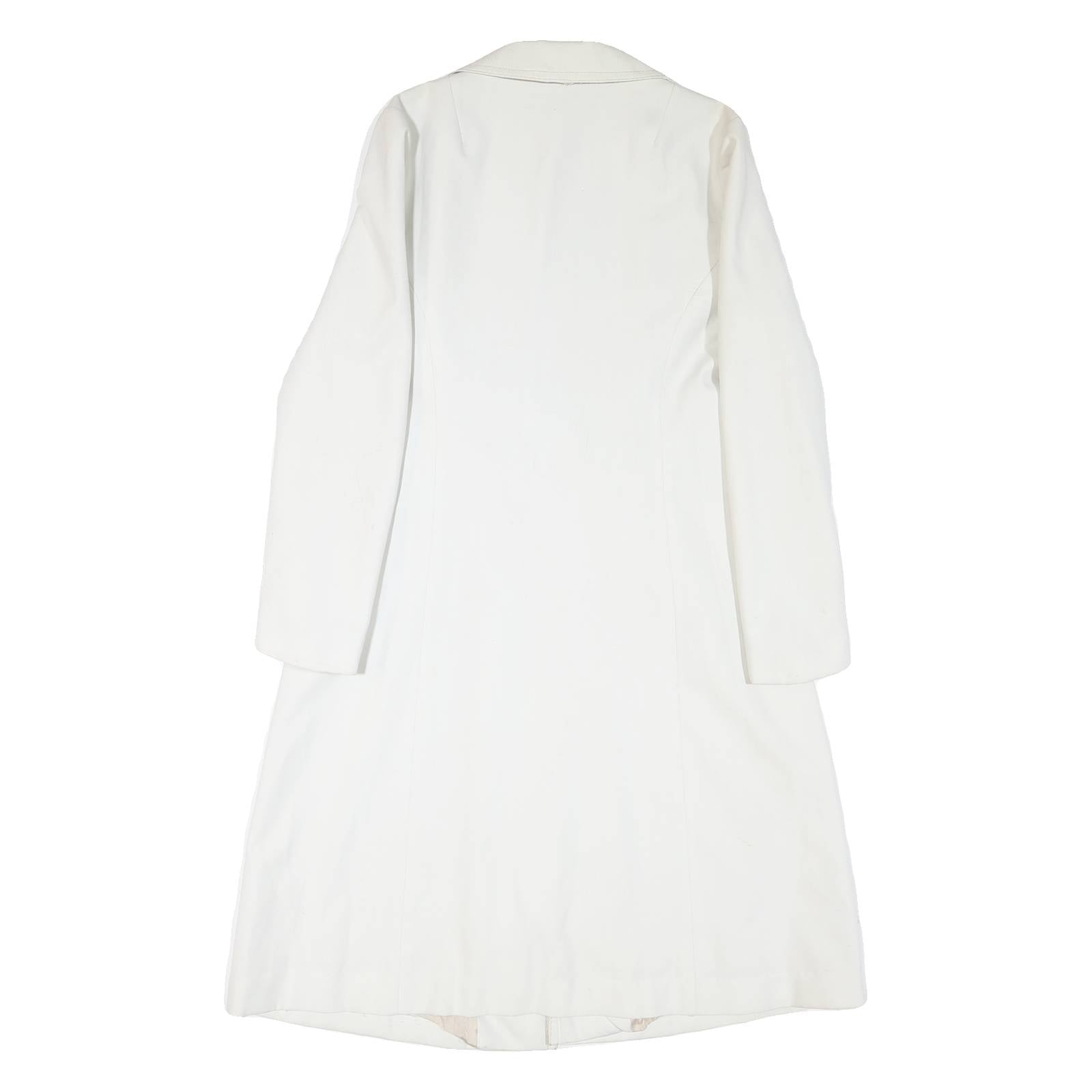 Womens White Button Jacket M Polyester Blend Plain Classic Tailored Fit