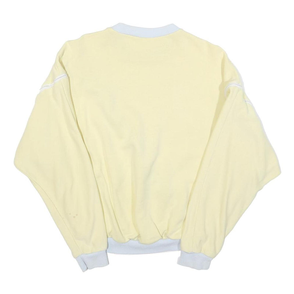 Womens Cream & White Sweatshirt M Cotton Blend Crew Neck Casual Pullover