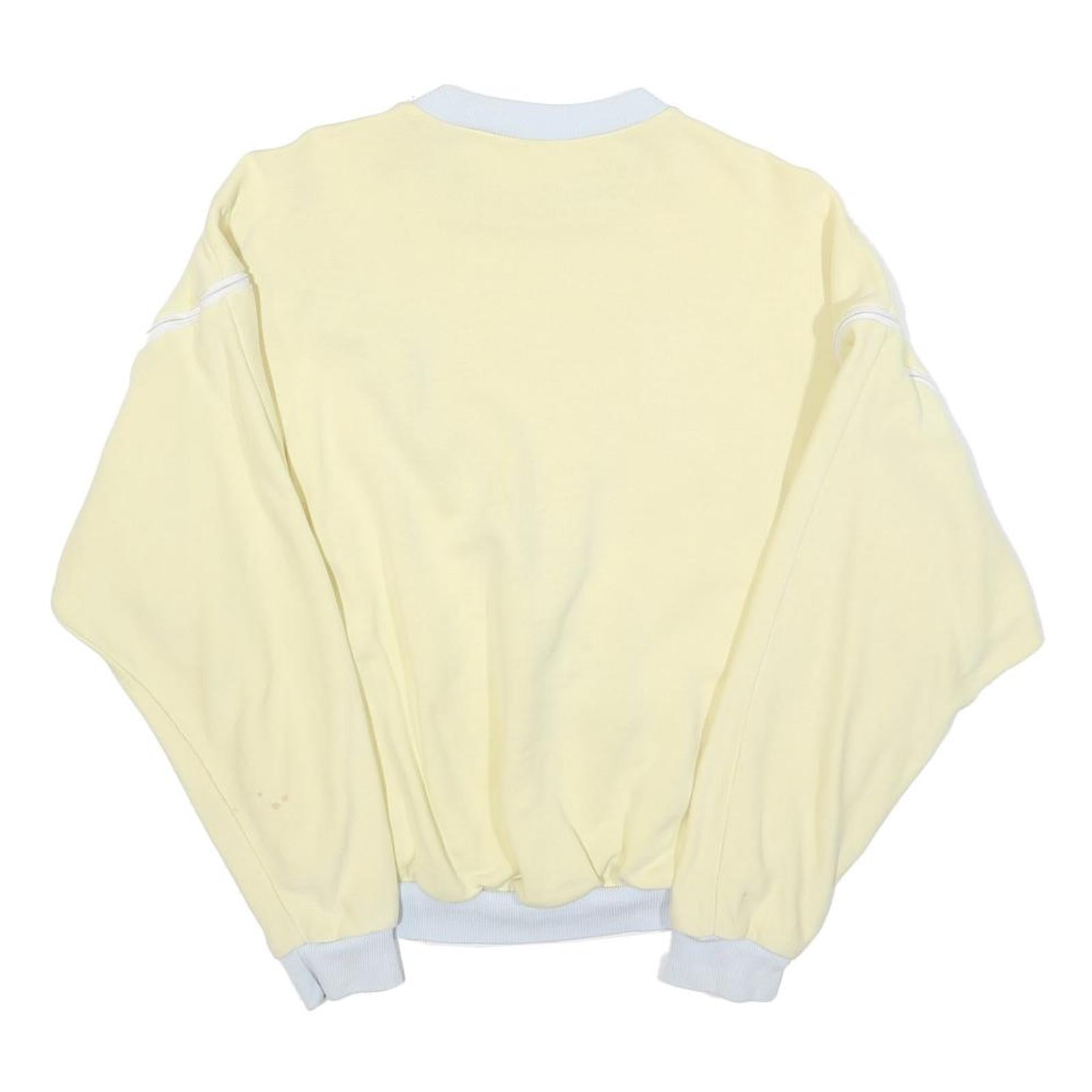 Womens Cream & White Sweatshirt M Cotton Blend Crew Neck Casual Pullover