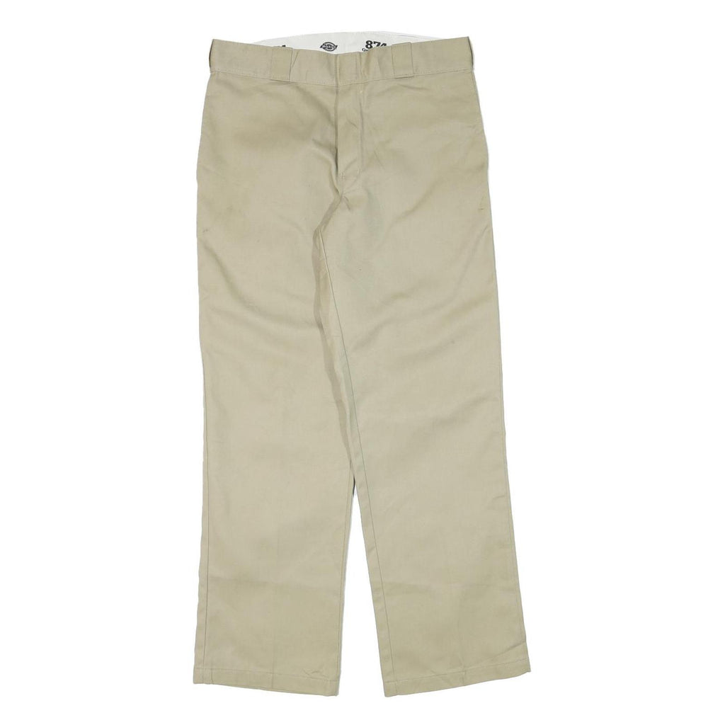 DICKIES Mens Regular Fit Beige Cotton Blend Zip Trousers W32 L30 Classic