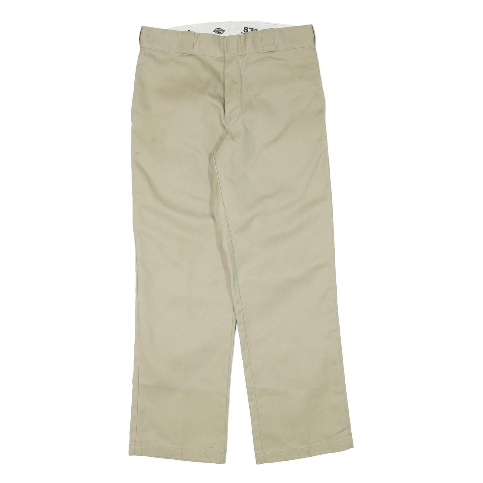 DICKIES Mens Regular Fit Beige Cotton Blend Zip Trousers W32 L30 Classic