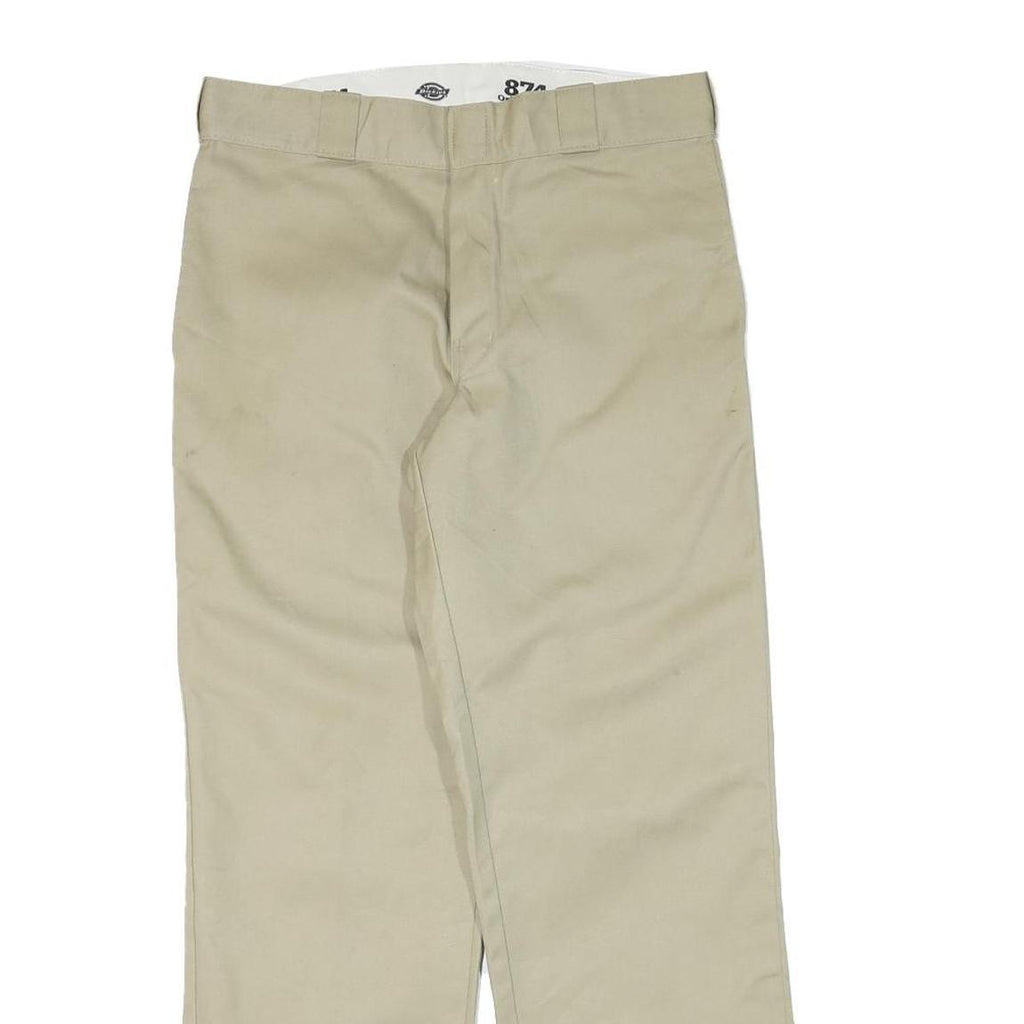 DICKIES Mens Regular Fit Beige Cotton Blend Zip Trousers W32 L30 Classic