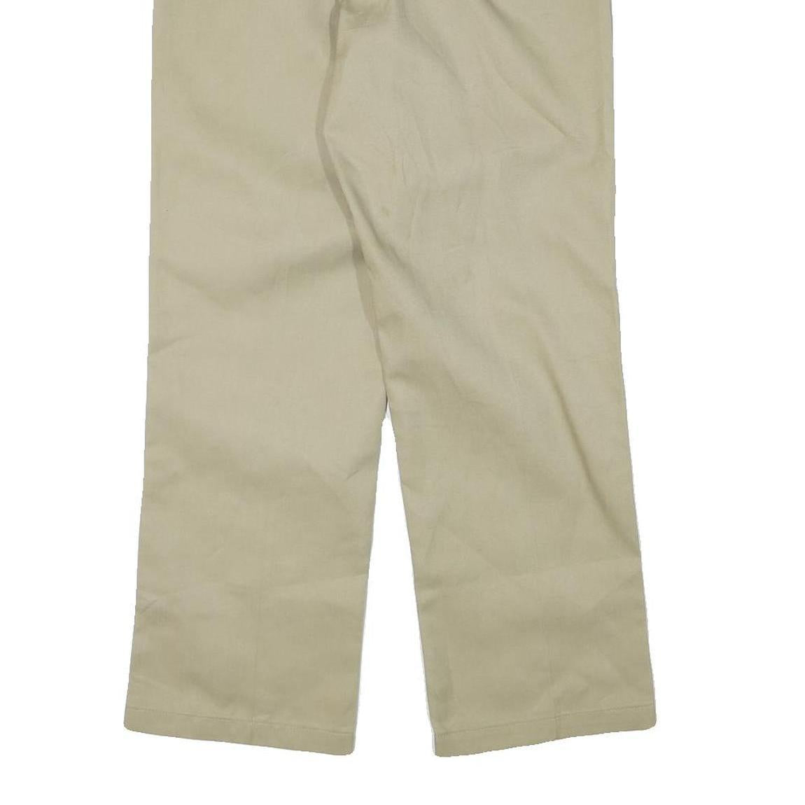 DICKIES Mens Regular Fit Beige Cotton Blend Zip Trousers W32 L30 Classic