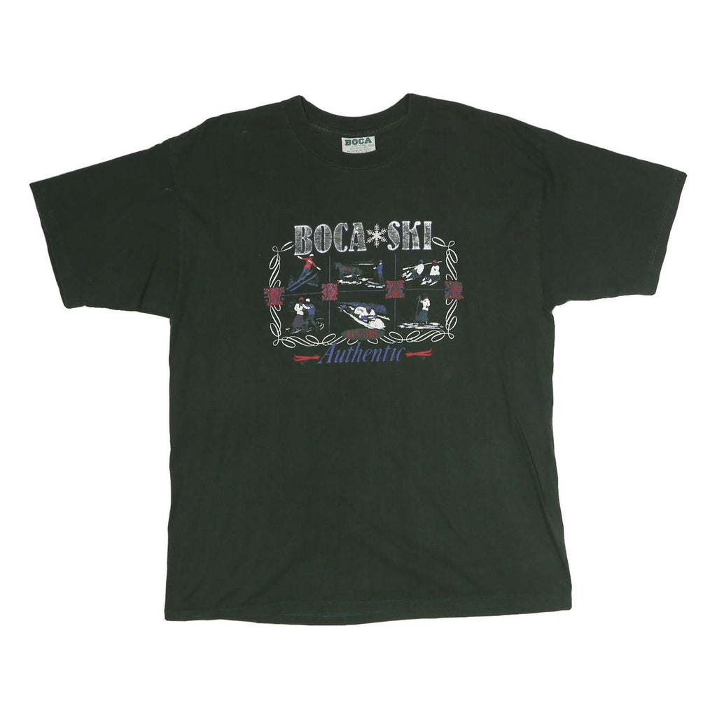 BOCA Mens Black Ski Graphic T-Shirt L Short Sleeve Crew Neck Winter Sports