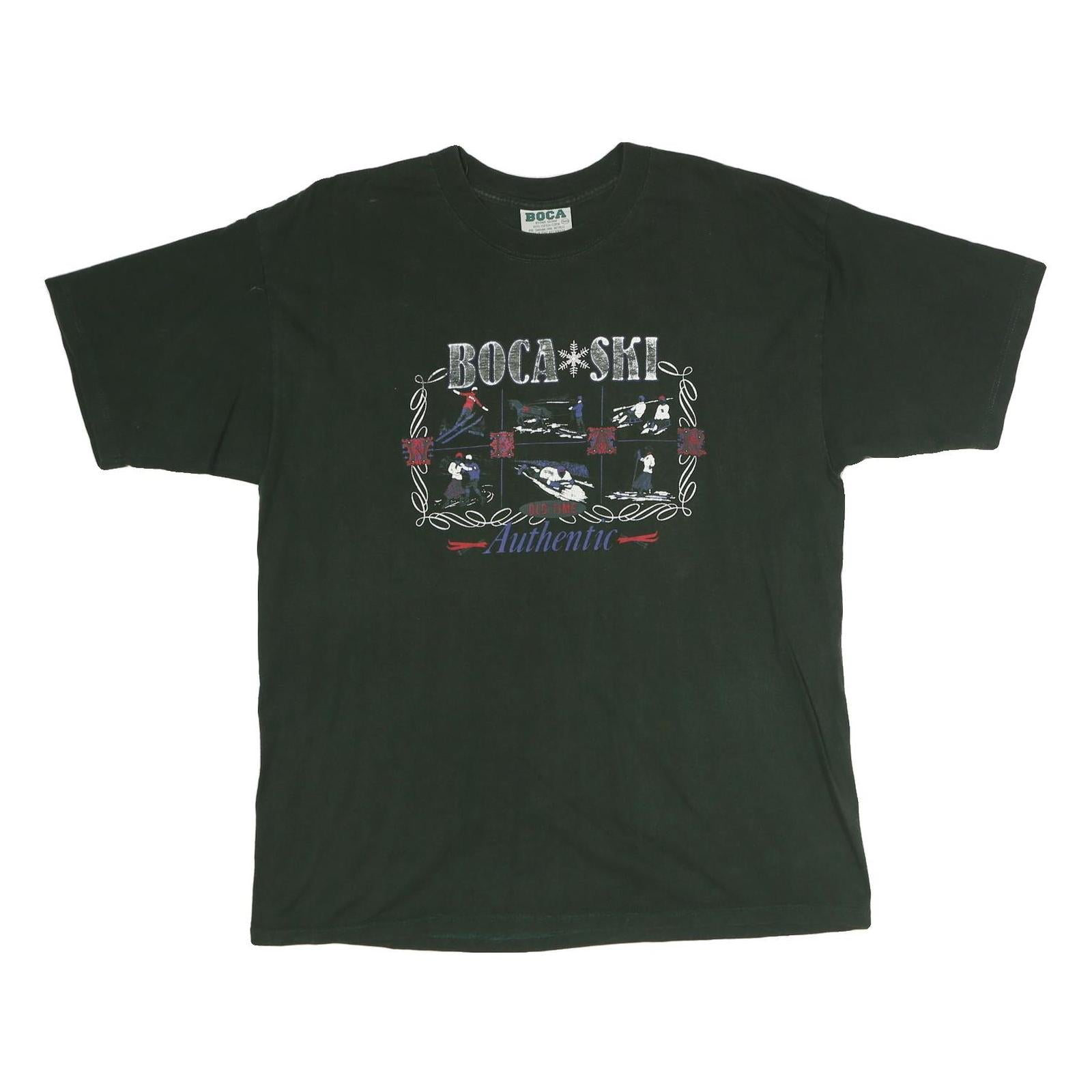 BOCA Mens Black Ski Graphic T-Shirt L Short Sleeve Crew Neck Winter Sports