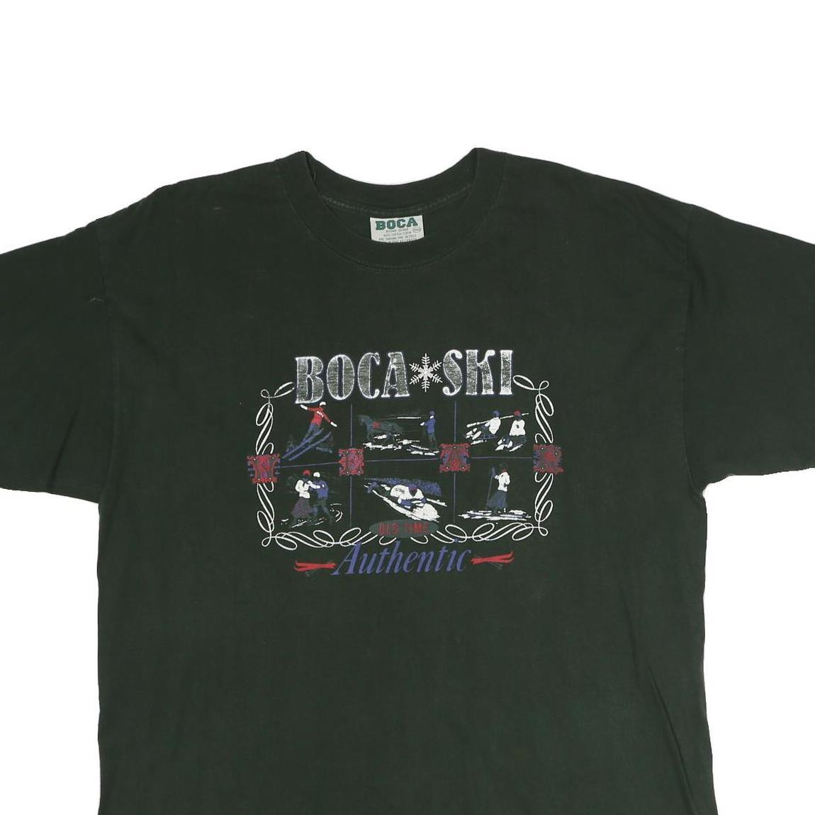 BOCA Mens Black Ski Graphic T-Shirt L Short Sleeve Crew Neck Winter Sports