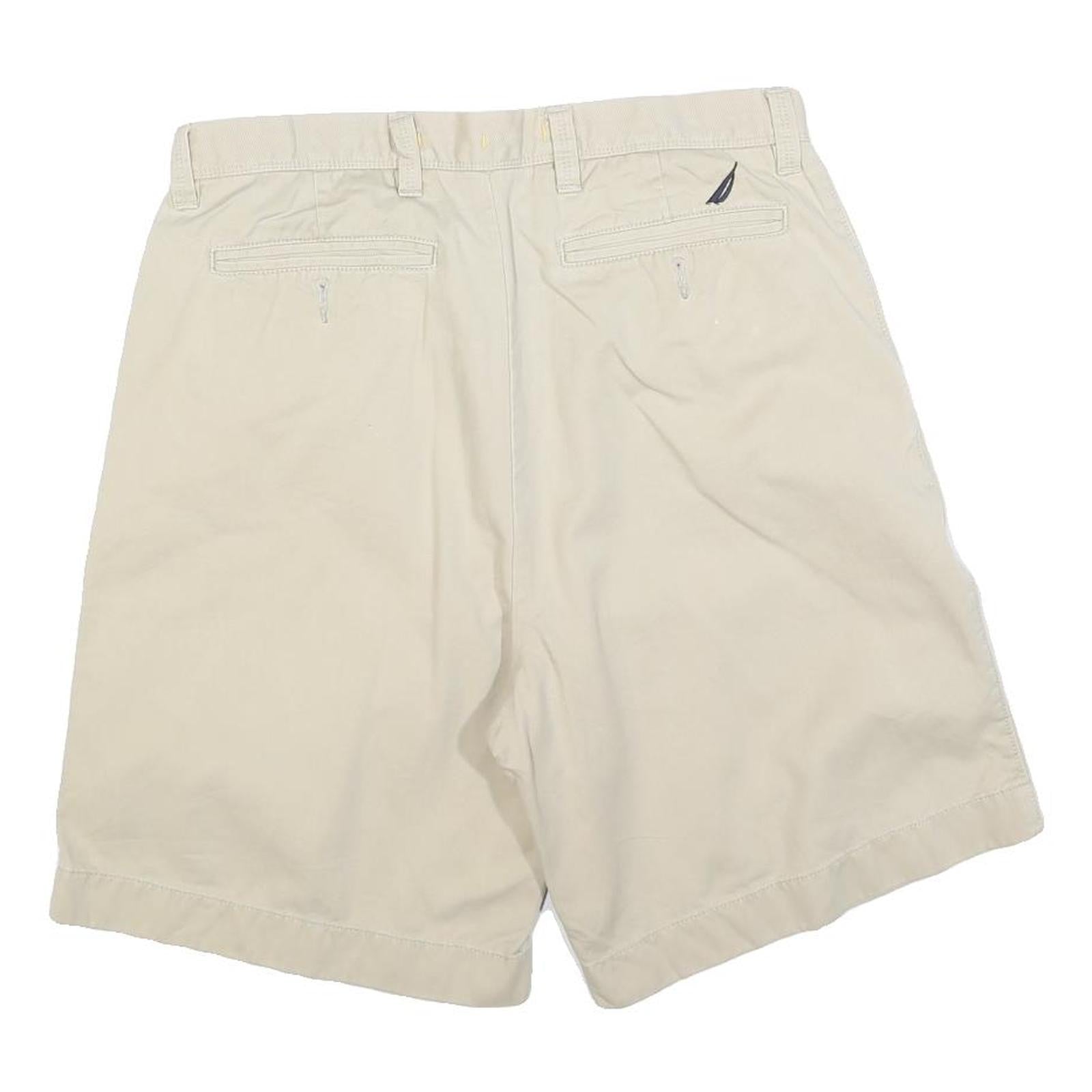 NAUTICA Mens Beige Casual Cotton Blend Shorts M W34 Classic Comfortable