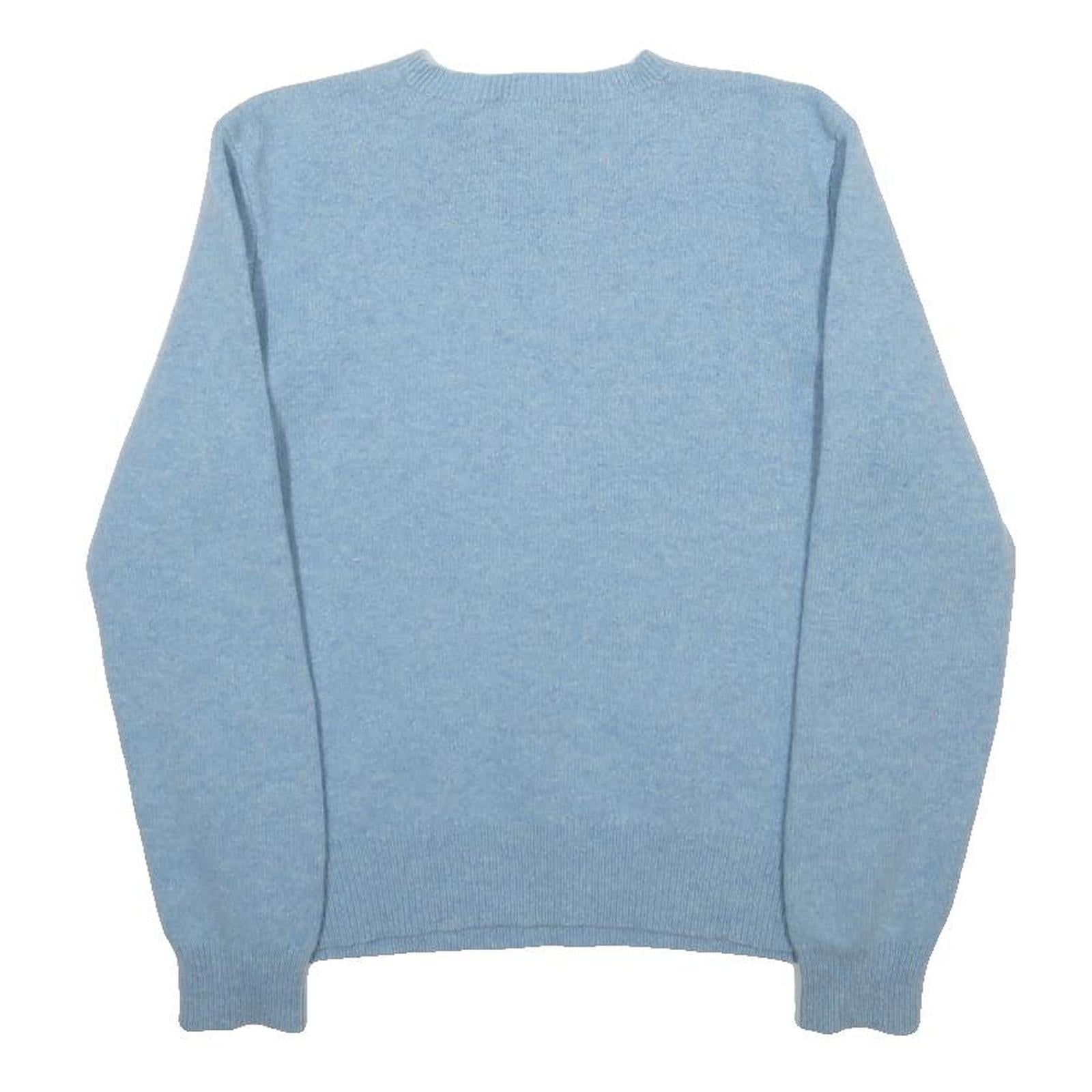 POLO RALPH LAUREN Womens Blue Plain V-Neck Basic Knit Jumper S Wool Soft