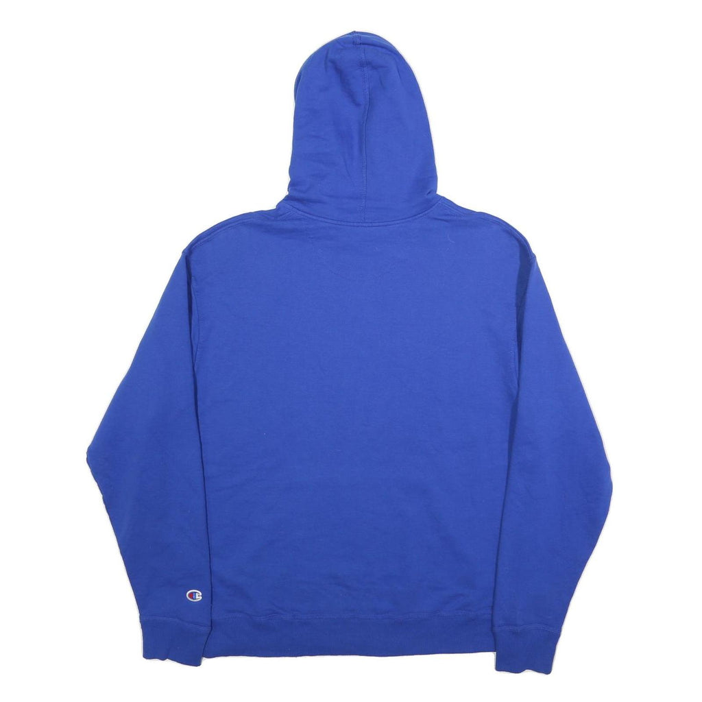 CHAMPION Mens Blue Hoodie L Cotton Blend Pullover Logo Sweatshirt Casual