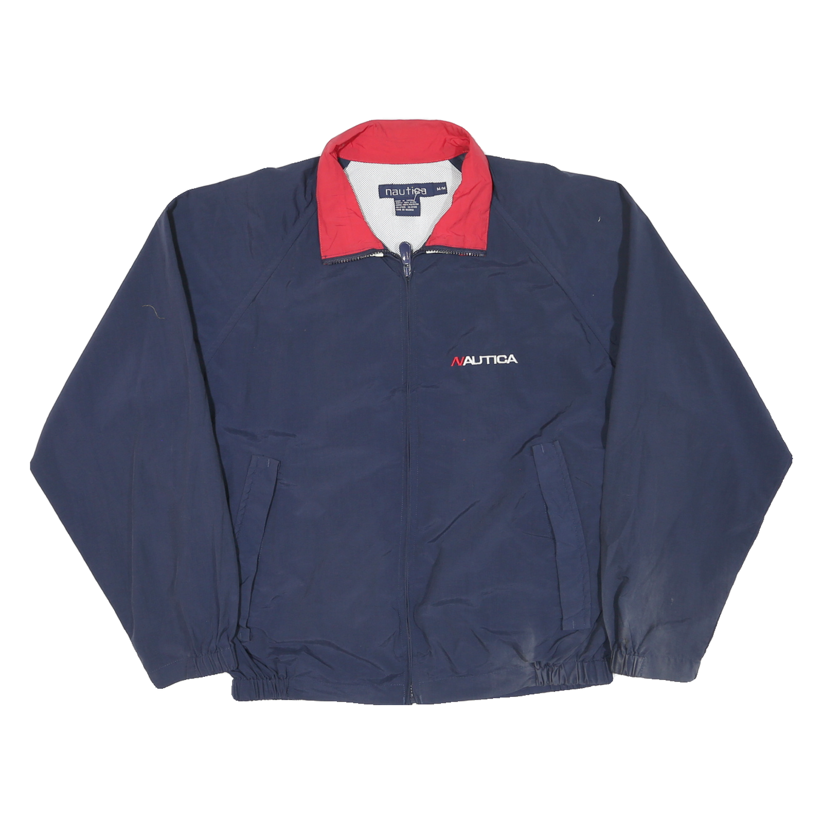 NAUTICA Mens Navy & Red Challenge Zip Jacket M Polyester Blend Sailing