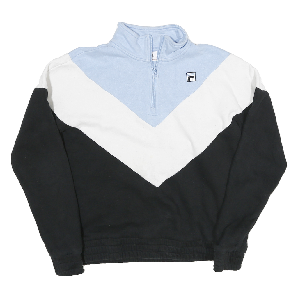 FILA Mens Blue & Black Half Zip Sweatshirt M Athletic Casual Retro Logo